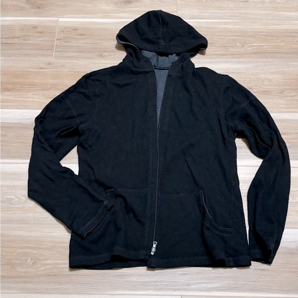 Elie Tahari Men's Hooded Black Wool Blend Jacket Medium